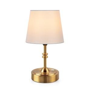 ONEWISH Small Cordless Lamp Dimmable-Battery Operated Table lamp, 4000mAh Rechargeable, Touch Bedside Lamp with White Fabric Shade, 2700K Bulb Included, for Dining, Patio, Bathroom(Gold)
