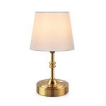 ONEWISH Small Cordless Lamp Dimmable-Battery Operated Table lamp, 4000mAh Rechargeable, Touch Bedside Lamp with White Fabric Shade, 2700K Bulb Included, for Dining, Patio, Bathroom(Gold)