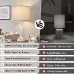 TOBUSA 22“ Farmhouse Table Lamps Set of 2, White Rustic Vintage Table Lamps for Living Room Bedroom, Antique Bedside Desk Lamps with Linen Shade, Traditional Resin Nightstand Lamp Sets for End Table