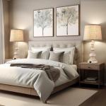 Drawealth Table Lamps for Bedrooms Set of 2 Farmhouse Bedside Lamps for Nightstand with USB Charging Ports Traditional Side Table Lamps for Living Room Wooden Finish, Pull Chain, Bulbs Not Included