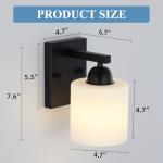 Mecgirn Matte Black Milk Glass Wall Sconces, 1 Pack Hardwired Indoor Wall Light Fixtures for Living Room, Hallway, Bedroom, Ceramic E26 Sockets (Bulbs Not Included)