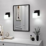 Mecgirn Matte Black Milk Glass Wall Sconces, 1 Pack Hardwired Indoor Wall Light Fixtures for Living Room, Hallway, Bedroom, Ceramic E26 Sockets (Bulbs Not Included)