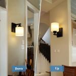 Mecgirn Matte Black Milk Glass Wall Sconces, 1 Pack Hardwired Indoor Wall Light Fixtures for Living Room, Hallway, Bedroom, Ceramic E26 Sockets (Bulbs Not Included)