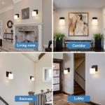 Mecgirn Matte Black Milk Glass Wall Sconces, 1 Pack Hardwired Indoor Wall Light Fixtures for Living Room, Hallway, Bedroom, Ceramic E26 Sockets (Bulbs Not Included)