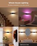 Motion Sensor Wall Light, 5000mAh Rechargeable Wall Sconces Battery Operated Indoor, Dimmable RGB and 3 Color Temps with Remote, Wireless LED Wall Lights for bedroom, Hallway, Stair, Living Room