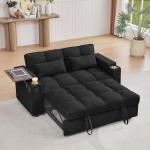 65'' 3-in-1 Folding Convertible Sofa Bed, Pullout Sofa, Modern Chenille , 360° Swivel Side Table, Easy Assembly, Perfect f