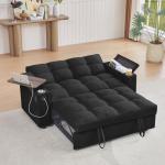 65'' 3-in-1 Folding Convertible Sofa Bed, Pullout Sofa, Modern Chenille , 360° Swivel Side Table, Easy Assembly, Perfect f