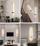 Battery Operated Wall Sconces with Remote Control, USB Rechargeable Wall Sconce Set of Two, Dimmable LED Wall Lights Indoor, 360° Rotate Cordless Wall Lamp for Living Room Bedroom Hallway, Black, 40In