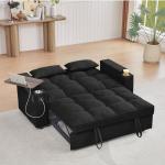 65'' 3-in-1 Folding Convertible Sofa Bed, Pullout Sofa, Modern Chenille , 360° Swivel Side Table, Easy Assembly, Perfect f