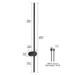 Battery Operated Wall Sconces with Remote Control, USB Rechargeable Wall Sconce Set of Two, Dimmable LED Wall Lights Indoor, 360° Rotate Cordless Wall Lamp for Living Room Bedroom Hallway, Black, 40In