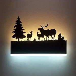 OIUNWLC Wall Sconce LED Wall lamp, Indoor Wall Light with Cartoon Animal Pattern Design, Metal Acrylic Wall Lighting Glow Up and Down for Mirror Living Room Bedroom Hallway, 12W (Forest Deer)