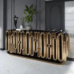 Side cabinet light luxury high sense Portuguese designer artistic personality integration living room against the wall