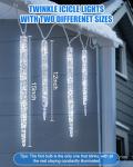 Minetom Icicle Lights Outdoor with Clips, 20ft 100 LED 20 Tubes Twinkling White Christmas String Lights, Connectable Waterproof Hanging Icicle String Light Plug in for Eave Holiday Outdoor
