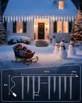 Minetom Icicle Lights Outdoor with Clips, 20ft 100 LED 20 Tubes Twinkling White Christmas String Lights, Connectable Waterproof Hanging Icicle String Light Plug in for Eave Holiday Outdoor