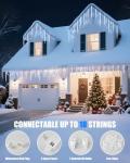Minetom Icicle Lights Outdoor with Clips, 20ft 100 LED 20 Tubes Twinkling White Christmas String Lights, Connectable Waterproof Hanging Icicle String Light Plug in for Eave Holiday Outdoor