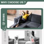 Vongrasig 79" Convertible Sectional Couches Sofa with Storage Ottoman, 3 Seat L Shaped Couch with Side Storage Pockage,