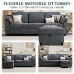 Vongrasig 79" Convertible Sectional Couches Sofa with Storage Ottoman, 3 Seat L Shaped Couch with Side Storage Pockage,