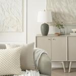 Nourison Home 23" Olive Green Ceramic Pot Table Lamp for Bedroom, Living Room, Dining Office, with White Tapered Drum Shade