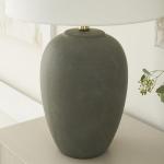 Nourison Home 23" Olive Green Ceramic Pot Table Lamp for Bedroom, Living Room, Dining Office, with White Tapered Drum Shade