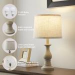 Hikczc Vintage Table Lamp for Living Room Bedroom, 18.5" Farmhouse Bedside Lamps Nightstand Lamp Set of 2, Table Lamps with Oatmeal Linen Lamp Shades, 2 LED Bulbs Included, White Stripe