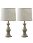 Hikczc Vintage Table Lamp for Living Room Bedroom, 18.5" Farmhouse Bedside Lamps Nightstand Lamp Set of 2, Table Lamps with Oatmeal Linen Lamp Shades, 2 LED Bulbs Included, White Stripe