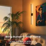 31in Wireless Wall Sconces Set of Two, [Creates Sunset Glow Ambiance] Dimmable 2700K–6000K with 8000mAh Battery & Display, Touch/Remote Control, Rechargeable Wall Lamps for Home Decor – Black