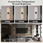 31in Wireless Wall Sconces Set of Two, [Creates Sunset Glow Ambiance] Dimmable 2700K–6000K with 8000mAh Battery & Display, Touch/Remote Control, Rechargeable Wall Lamps for Home Decor – Black