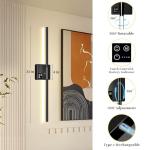 31in Wireless Wall Sconces Set of Two, [Creates Sunset Glow Ambiance] Dimmable 2700K–6000K with 8000mAh Battery & Display, Touch/Remote Control, Rechargeable Wall Lamps for Home Decor – Black