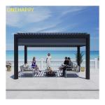 Weatherproof gazebo outdoor metal frame gazebo remote control electric roof aluminum motorized garden gazebo with lights