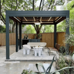 Weatherproof gazebo outdoor metal frame gazebo remote control electric roof aluminum motorized garden gazebo with lights