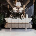 Z1Italian style, light luxury luxury luxury mansion, modern marble entrance table against the wall