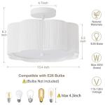 Giutna Rattan Ceiling Light Fixtures Flush Mount,3-Light Boho Light Fixtures Ceiling Mount for Bedroom,Close to Ceiling Light Modern Rattan Chandelier Lighting for Hallway Kitchen Dining Room(White)