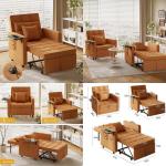 Convertible Sofa Chair Bed with Wing Table and USB Ports, 3-in-1 Futon Couches Including Two Pillows, Sleeper Sofa for Comfortab