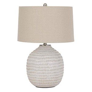 Signature Design by Ashley Jamon Contemporary 26" Round Textured Ceramic Table Lamp, Beige