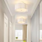 Giutna Rattan Ceiling Light Fixtures Flush Mount,3-Light Boho Light Fixtures Ceiling Mount for Bedroom,Close to Ceiling Light Modern Rattan Chandelier Lighting for Hallway Kitchen Dining Room(White)