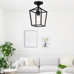 【Upgraded】Semi Flush Mount Ceiling Light, Black Industrial Ceiling Light Fixtures, Farmhouse Light Fixture for Hallway Stairway Garage Living Room Dining Room Balcony（Not waterproof, Not for Outdoor）