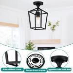 【Upgraded】Semi Flush Mount Ceiling Light, Black Industrial Ceiling Light Fixtures, Farmhouse Light Fixture for Hallway Stairway Garage Living Room Dining Room Balcony（Not waterproof, Not for Outdoor）
