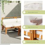 Outdoor Patio L-Shaped Sectional Sofa Set with Acacia Wood and Coffee Table for Conversation Seating