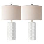 PARTPHONER 23" Farmhouse Modern Ceramic Table Lamp Set of 2 - White Bedside Lamps for Bedroom & Living Room, Nightstand, Desk, End Table