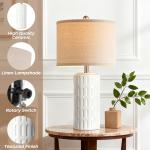 PARTPHONER 23" Farmhouse Modern Ceramic Table Lamp Set of 2 - White Bedside Lamps for Bedroom & Living Room, Nightstand, Desk, End Table