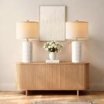 PARTPHONER 23" Farmhouse Modern Ceramic Table Lamp Set of 2 - White Bedside Lamps for Bedroom & Living Room, Nightstand, Desk, End Table