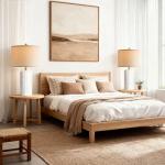 PARTPHONER 23" Farmhouse Modern Ceramic Table Lamp Set of 2 - White Bedside Lamps for Bedroom & Living Room, Nightstand, Desk, End Table