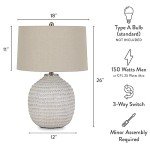 Signature Design by Ashley Jamon Contemporary 26" Round Textured Ceramic Table Lamp, Beige