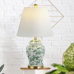 JONATHAN Y JYL3005B Penelope 22" Chinoiserie Classic LED Table Lamp Cottage Traditional Bedside Desk Nightstand for Bedroom Living Room Office College Bookcase LED Bulb Included, Green/White