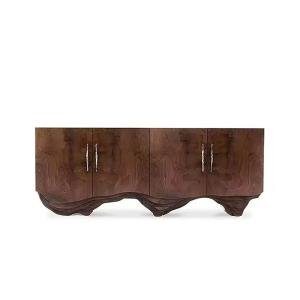 Light luxury dining side cabinet, living room integrated against the wall, high-end walnut porch cabinet, high-end household