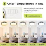 hepside 2 Pack Flush Mount Ceiling Light Fixture, Dimmable & 5CCT Ceiling Light Black, 13inch 24W 3000K 3500K 4000K 5000K 6500K Adjustable Ceiling Lamps for Kitchen Bathroom Bedroom Hallway