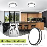 hepside 2 Pack Flush Mount Ceiling Light Fixture, Dimmable & 5CCT Ceiling Light Black, 13inch 24W 3000K 3500K 4000K 5000K 6500K Adjustable Ceiling Lamps for Kitchen Bathroom Bedroom Hallway