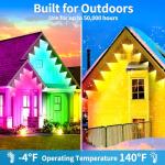 Permanent Outdoor Lights 500FT Smart Outside RGB LED Christmas Light, App Control Remote IP67 Waterproof Eternity Eaves Lighting for Halloween，House，Patio Decor ，Garden Decor, Decorations（2*250ft)