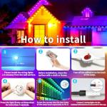 Permanent Outdoor Lights 500FT Smart Outside RGB LED Christmas Light, App Control Remote IP67 Waterproof Eternity Eaves Lighting for Halloween，House，Patio Decor ，Garden Decor, Decorations（2*250ft)