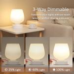 Touch Bedside Table Lamp Set of 2 - Small Bedside Lamp for Bedroom Living Room Night Stands, Desk Lamp with White Glass Shade for Small Spaces, 3 Way Dimmable, LED Bulbs, Gifts